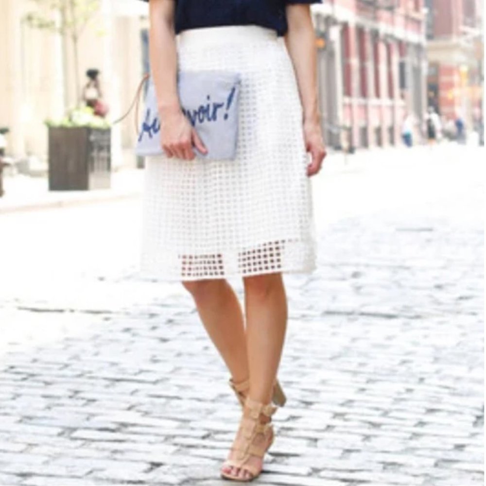 LOFT Geometric Eyelet A Line Skirt Size 14